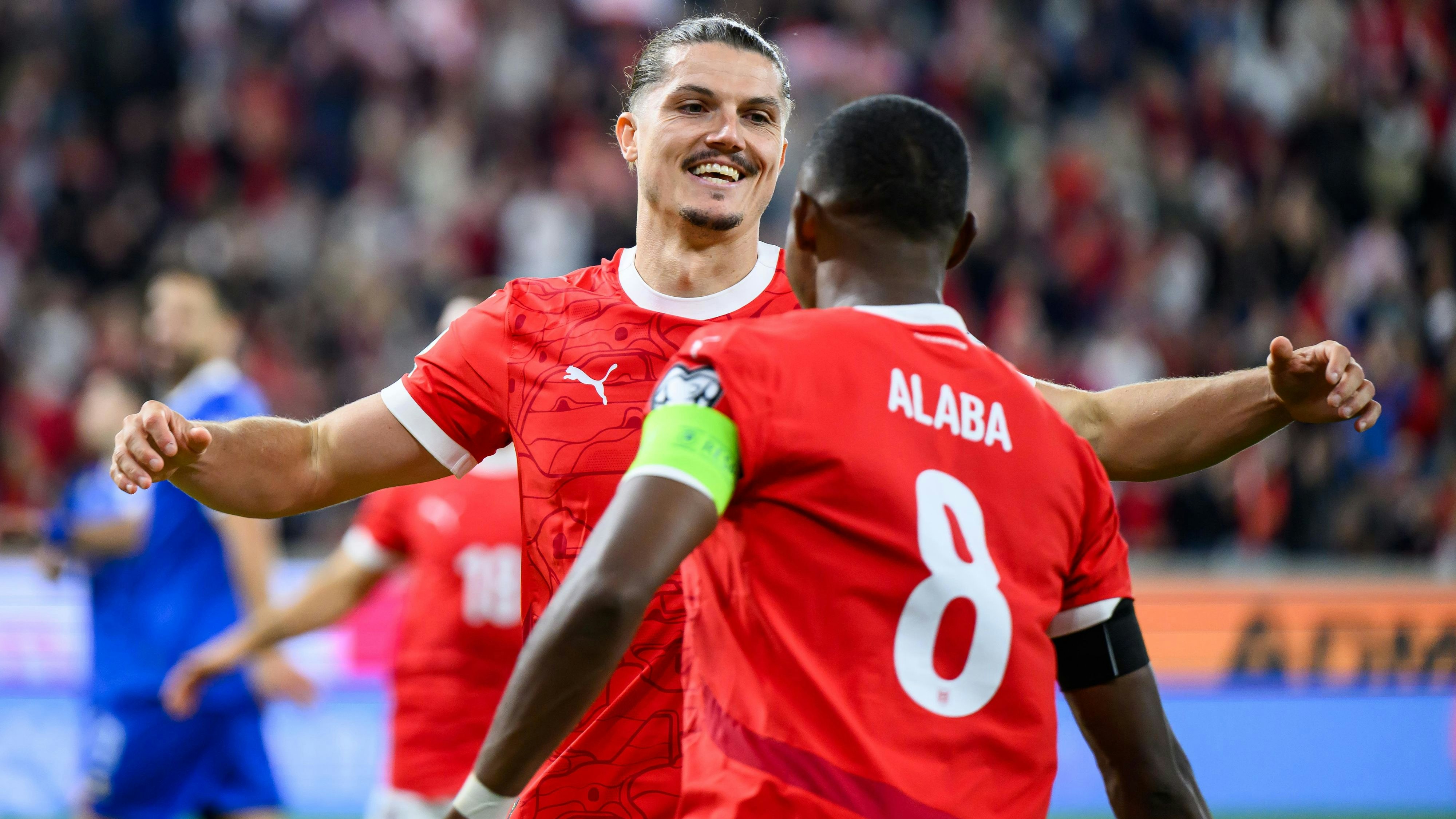 LINZ,AUSTRIA,06.SEP.25 - SOCCER - FIFA World Cup 2026, European Qualifiers, group stage, OEFB international match, Austria vs Cyprus. Image shows the rejoicing of Marcel Sabitzer (AUT). Photo: GEPA pictures/ Daniela Moser