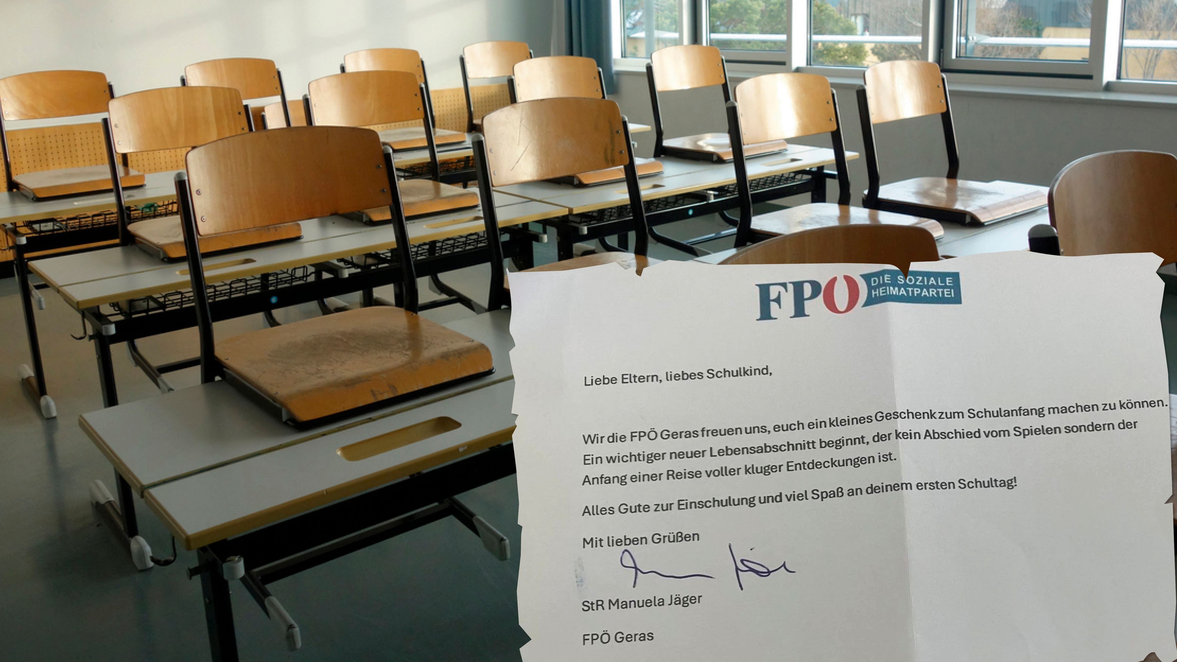 Aufregung in Geras: Dieses Schreiben lag bei den Schultüten bei