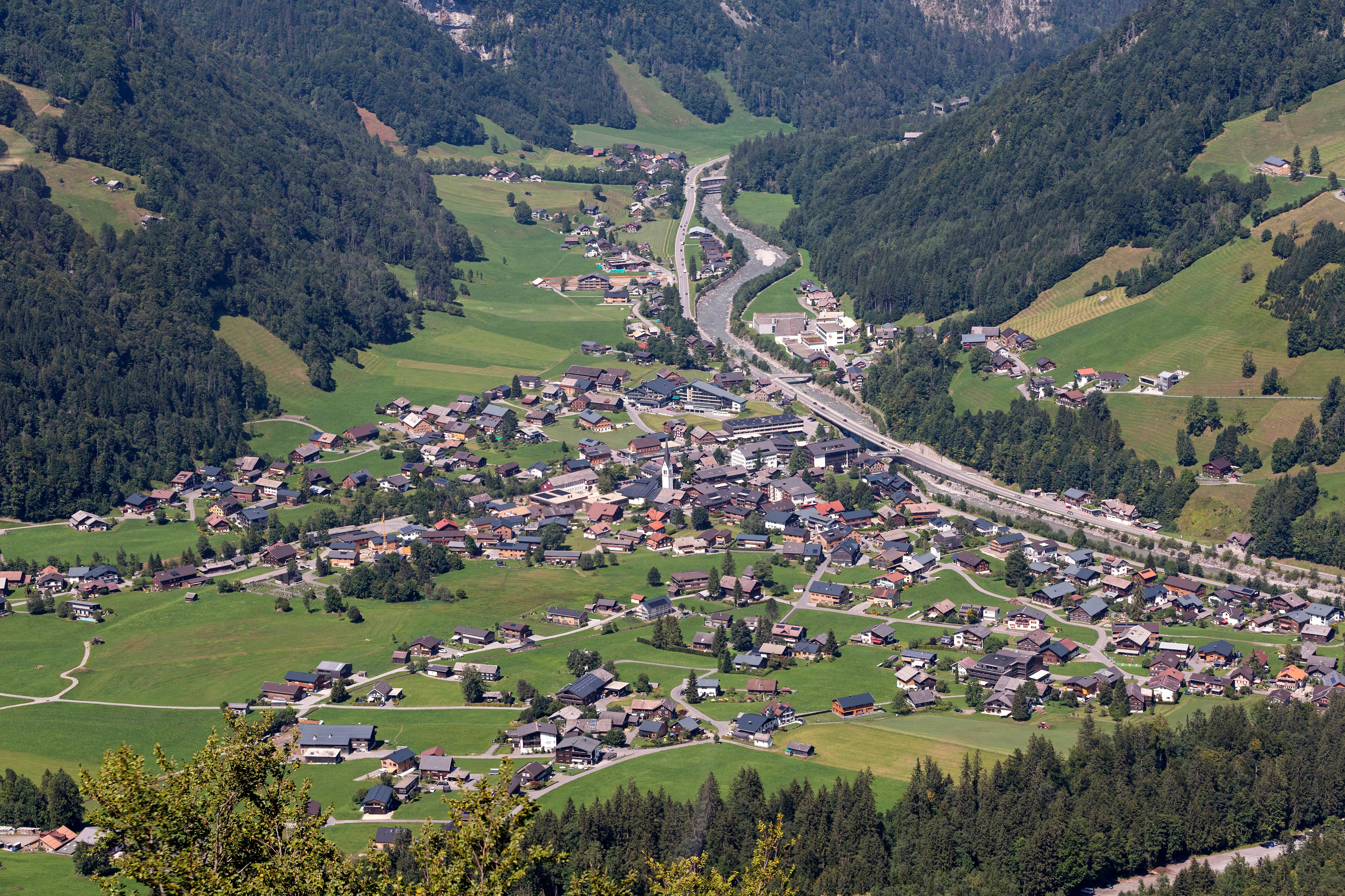 Blick auf Mellau im Bregenzerwald, Vorarlberg.
