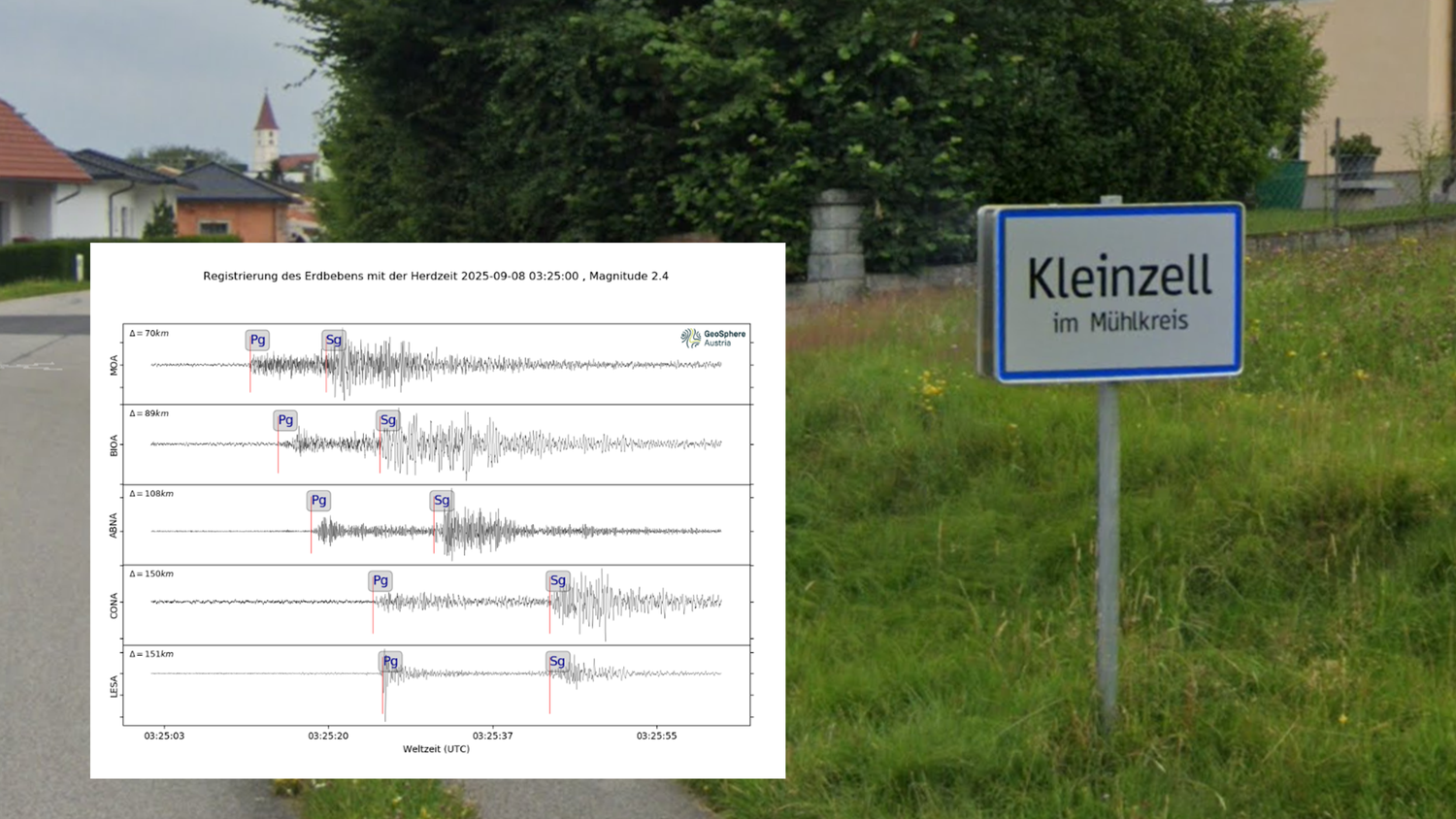 Ein Erdbeben der Stärke 2.4 riss am Montag Anrainer in Kleinzell im Mühlkreis aus dem Schlaf.