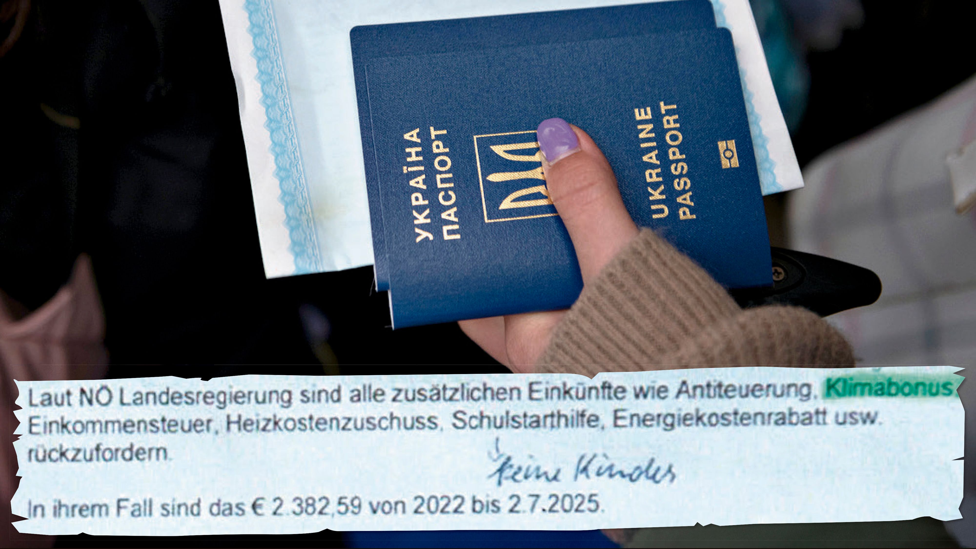 Die Zahlungsaufforderung an die betroffene Ukrainerin