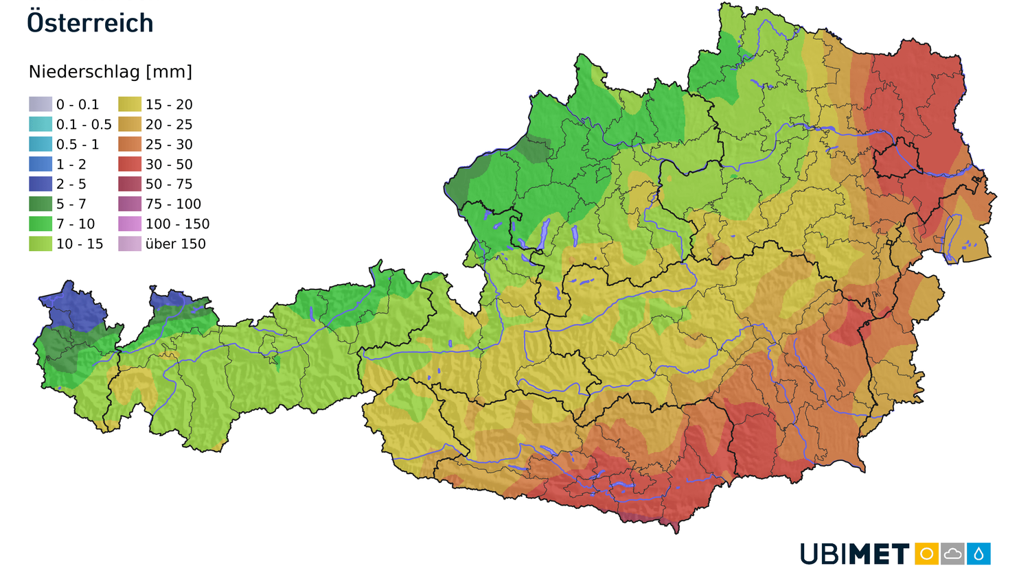 Die Niederschlagssumme am Mittwoch.