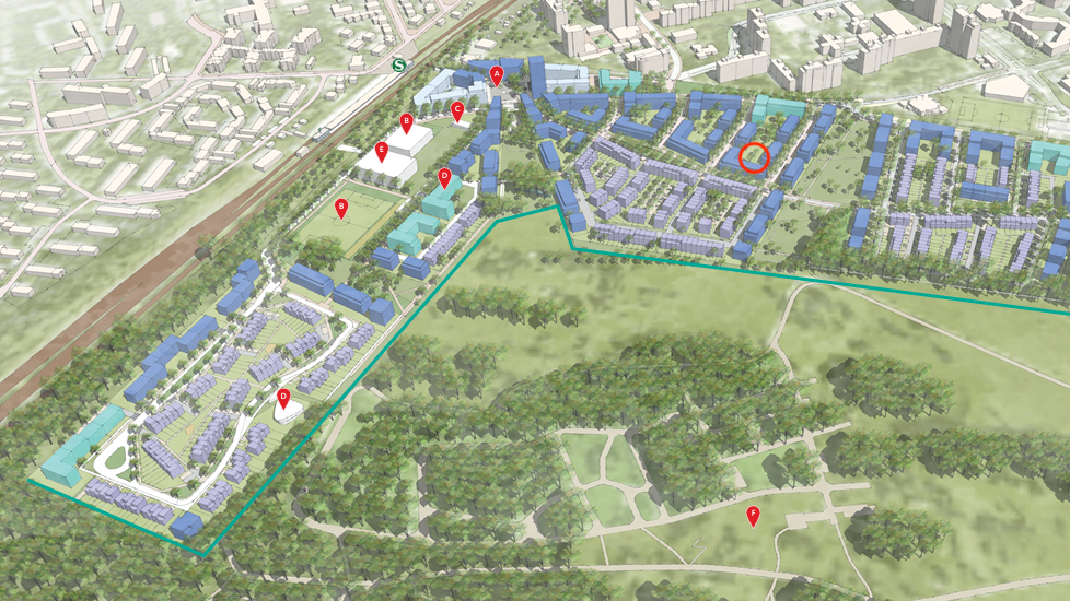 Stadtteilprojekt "Neulichterfelde": Im roten Kreis iliegt das für Schlagzeilen sorgende Ameisennest.