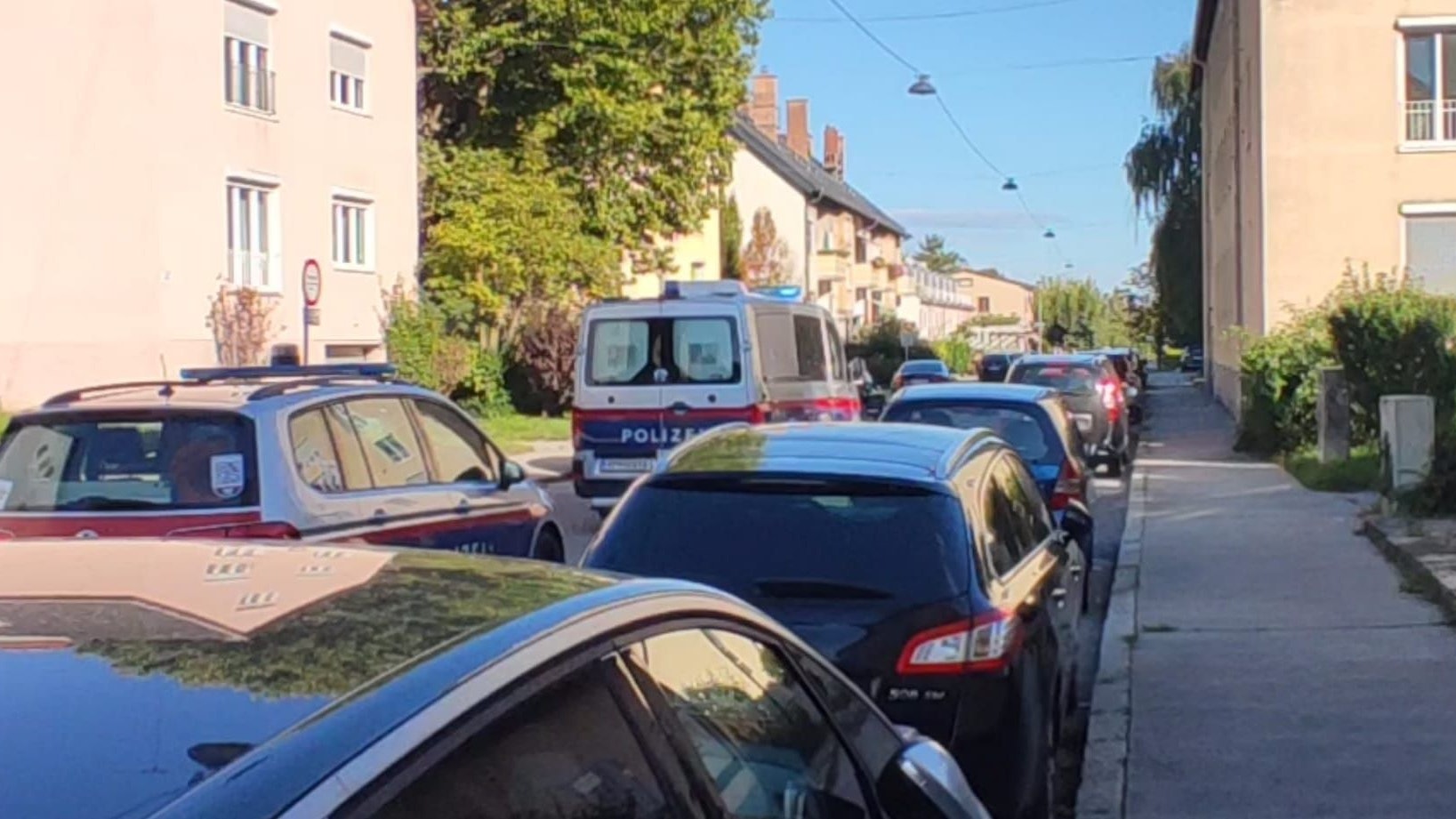 Aufregung unter der Anrainern: Polizei nimmt Mann in Wohnanlage fest.