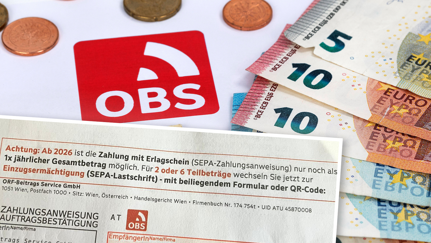 Der Zahlschein für Teilbeträge bei der Haushaltsabgabe wird ab 2026 abgeschafft.