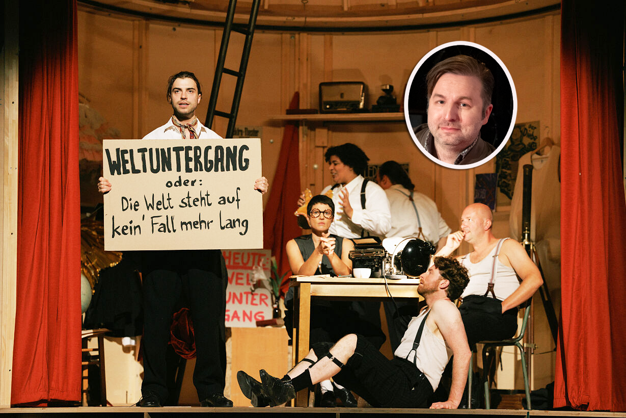 Der neue Volkstheater-Direktor Jan Philipp Gloger (r. oben) hat bei seiner ersten Premiere am 12. September 