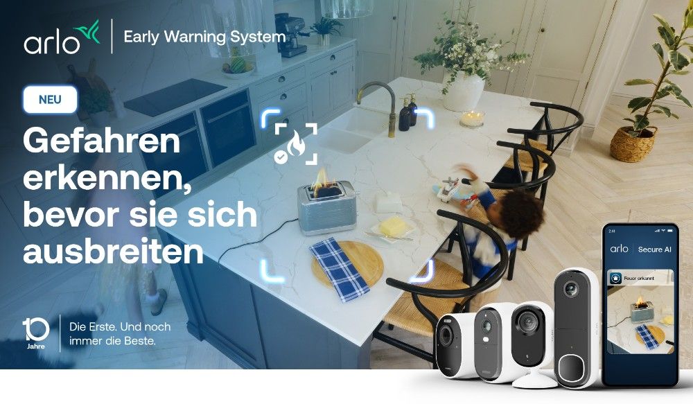 Arlo stellt auf der IFA 2025 KI-gestütztes Early Warning System und neue Kameraserien vor.