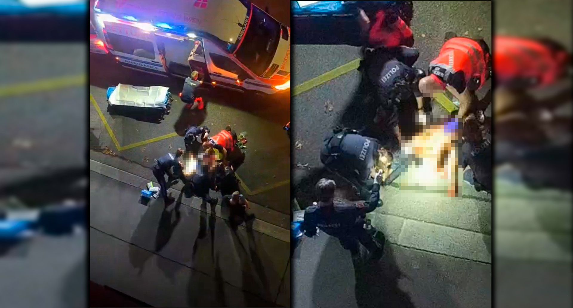 Polizisten und Rettungskräfte versuchten das Leben des Mannes zu retten.