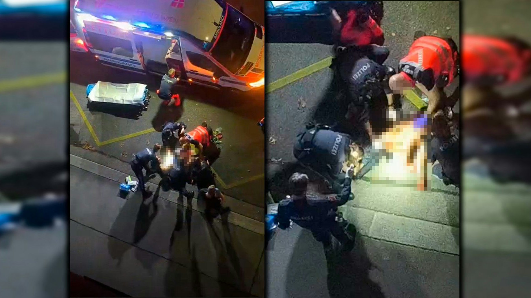 Polizisten und Rettungskräfte versuchten das Leben des Mannes zu retten.