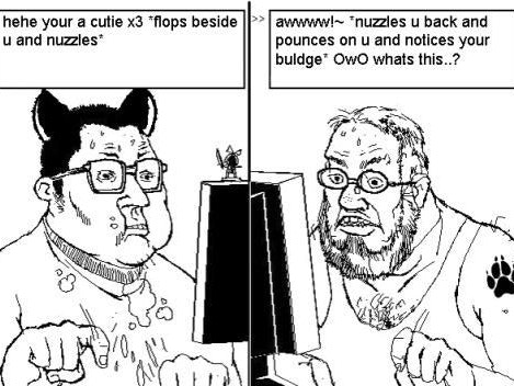 Das Meme "Notices bulge / OwO What’s this?" verspottet die Furry-Szene.