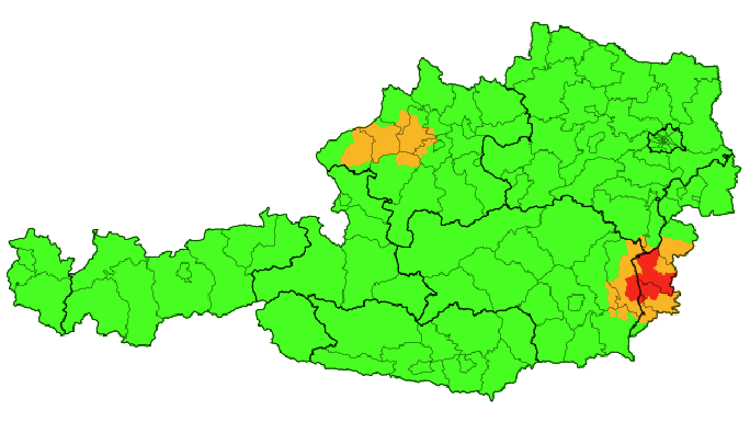 Warnstufe Rot im Südburgenland.