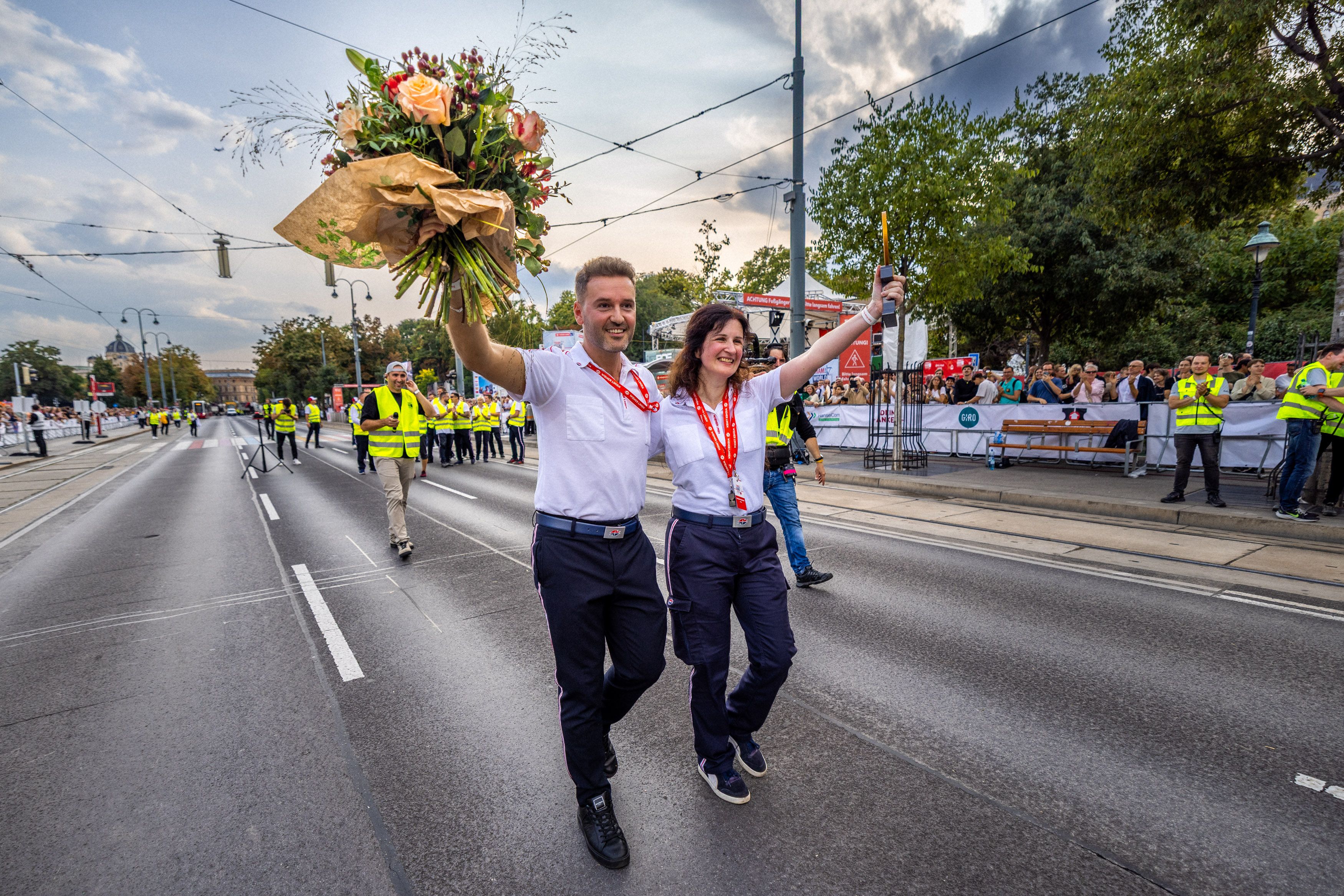 Florijan Isaku und Elisabeth Urbanitsch holten Gold bei der ersten Tram-WM in Wien.