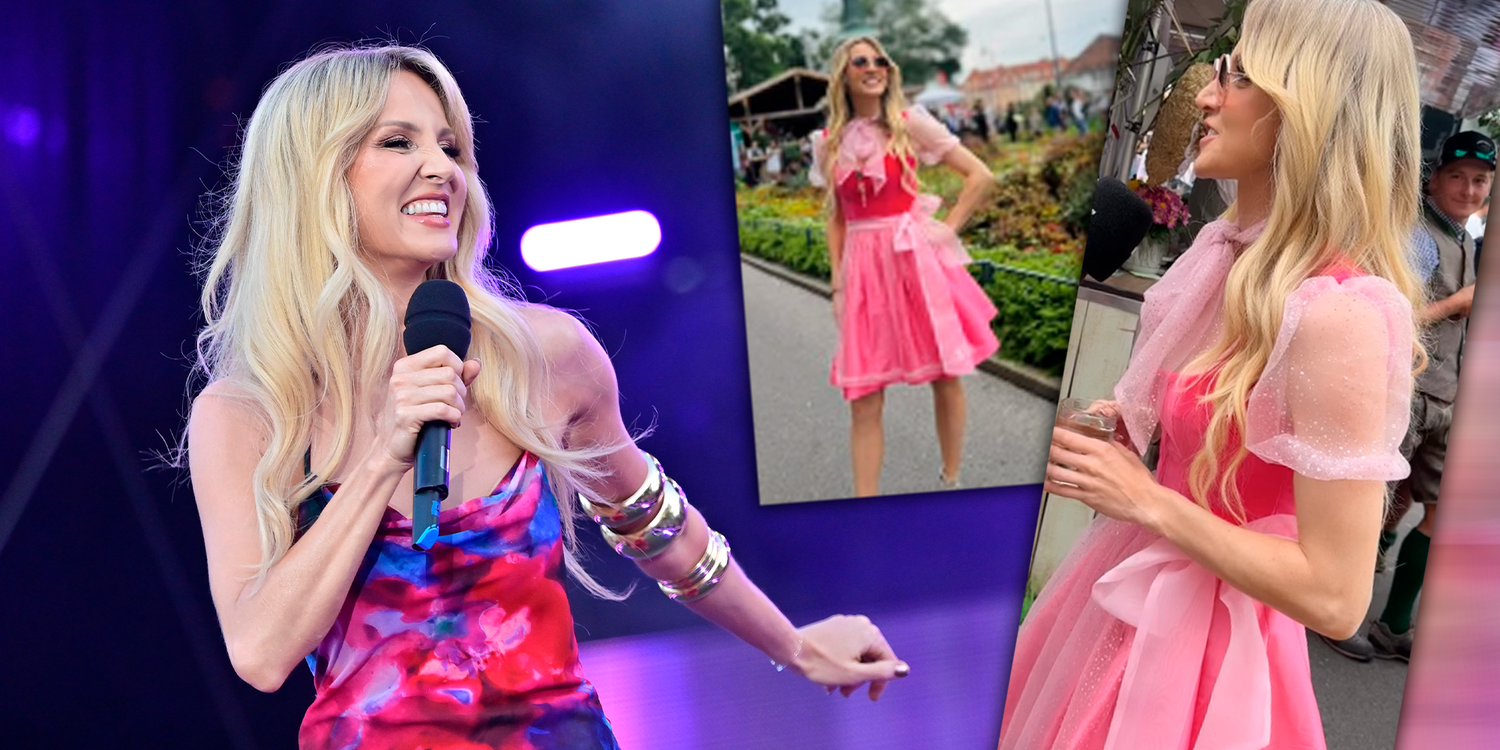 Melissa Naschenweng zeigt Schleife. 