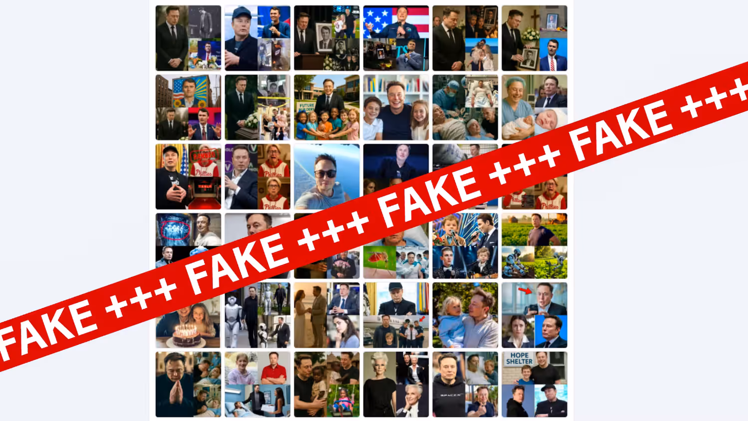 Im Bilder-Ordner von "60 Second News" ist ein Großteil der Darstellungen KI-generiert. Echte Fotos sind nur weniger darunter, oft als Bestandteil von Collagen, in denen echte und generierte Bilder zusammengestellt wurden.