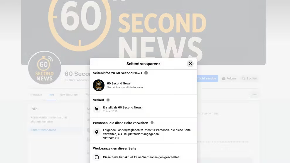 Der Hauptstandort des Betreibers befindet sich laut den Angaben unter "Seitentransparenz" in Vietnam.