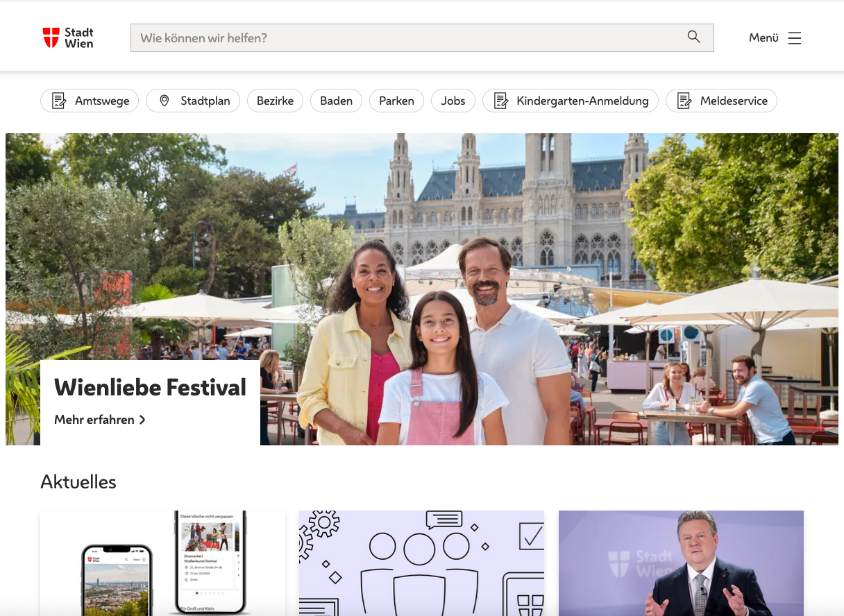 Das Webportal der Stadt Wien wurde völlig neu gestalltet.