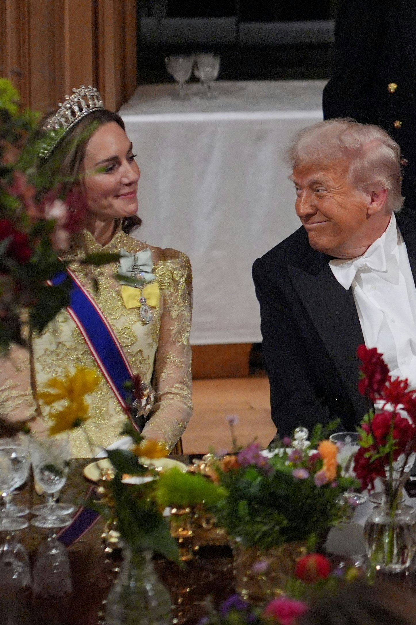 Trump war von der Rede des Königs allgemein und von Sitznachbarin Catherine, Prinzessin von Wales, im Besonderen angetan