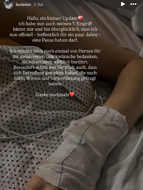 Lucia Sisic gibt ihren Fans ein Update aus dem Krankenhaus. 