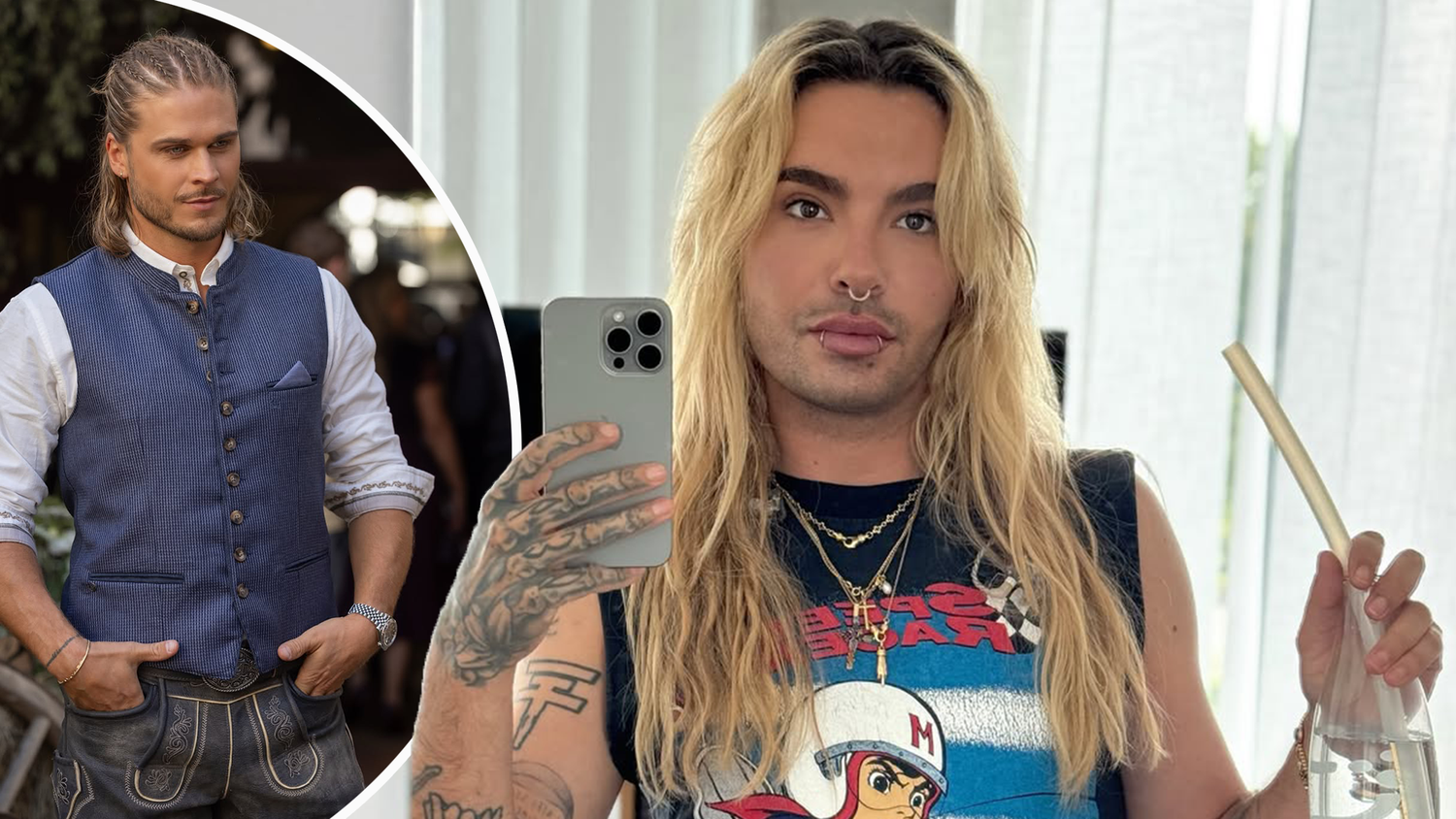 Bill Kaulitz zeigte sich auf dem Münchner Oktoberfest mit Ex-Fußballspieler Rurik Gislason.