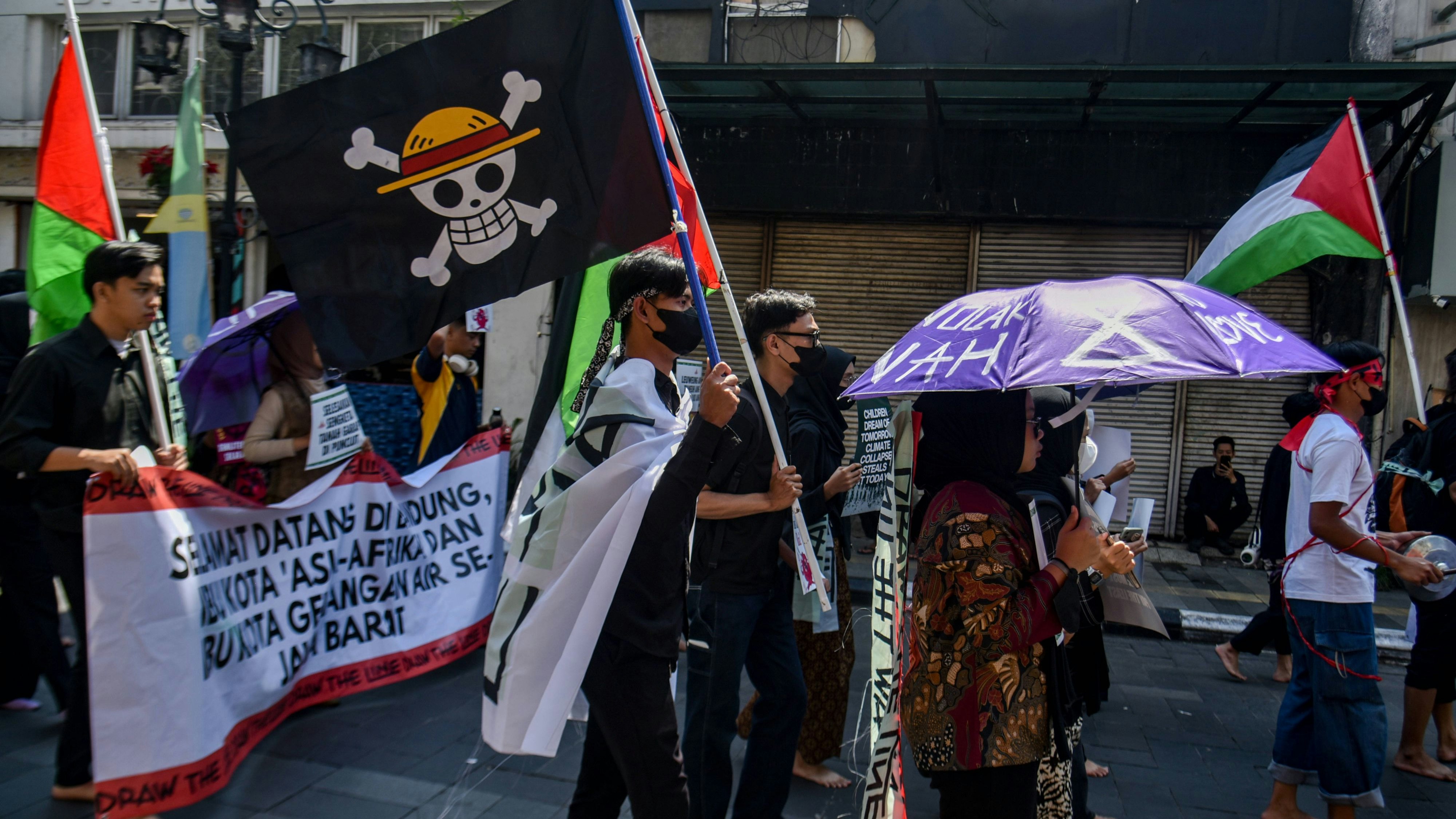 In der Geschichte bekämpfen die Piraten eine autoritäre und korrupte Marine – eine Prämisse, die viele der Demonstranten auf ihre Schwierigkeiten zu übertragen scheinen.