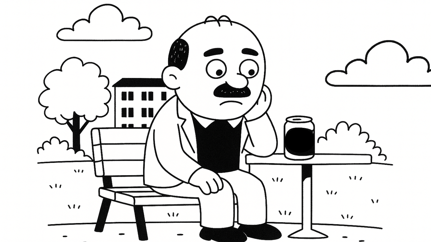 Komischer Kauz: Worüber grübelt Herlicek am letzten Sommertag des Jahres im Innenhof seines Gemeindebaus?