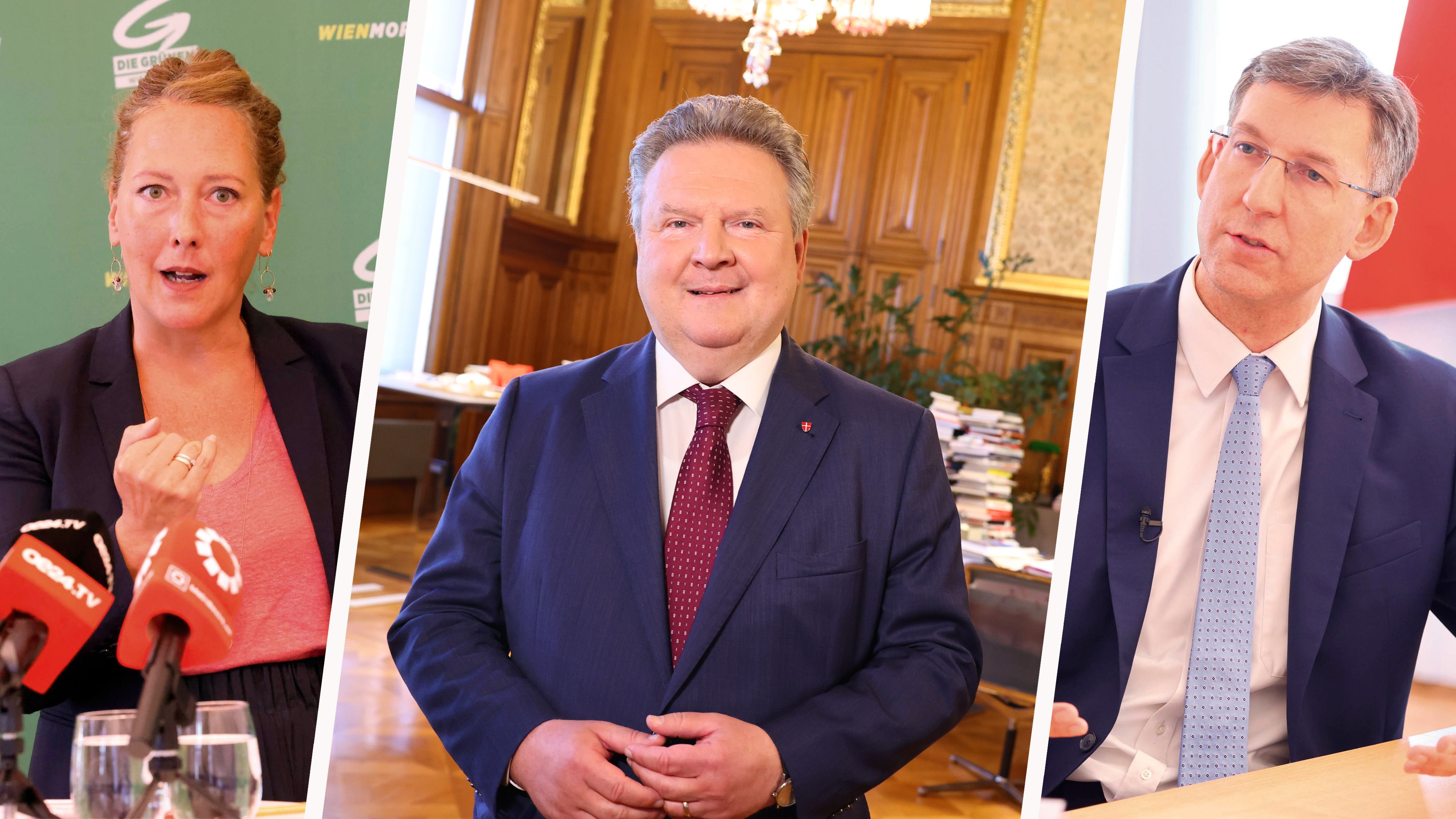 Ludwig (Mitte) pocht auf Gesundheitsregion Ost, Grüne (links)&nbsp; stimmen zu, ÖVP (rechts) schießt quer.