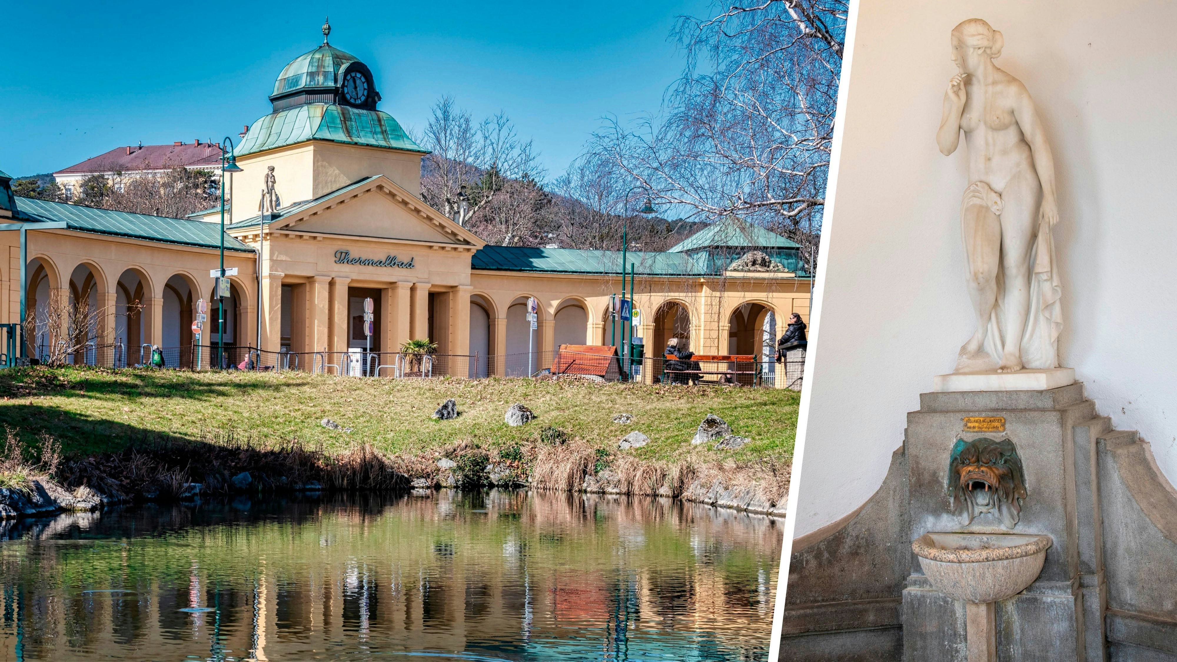 Beim Thermalbad in Bad Vöslau hielt Frau M. für eine Trinkpause an.