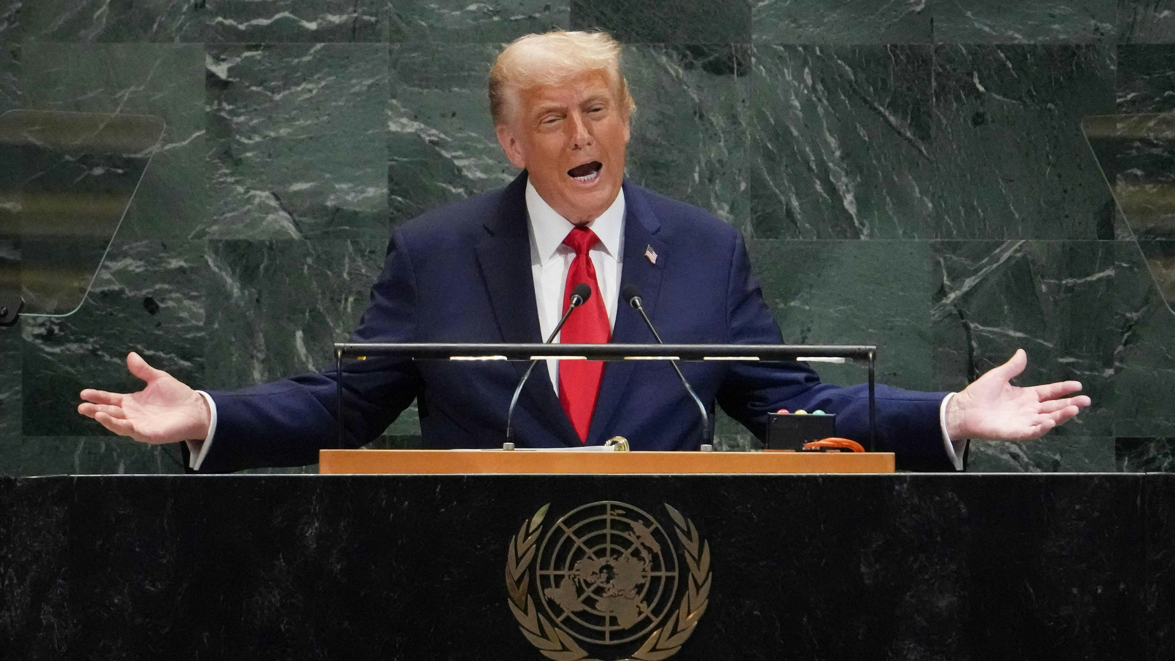 US-Präsident Donald Trump bei seiner Rede bei der UNO-Generalversammlung. 