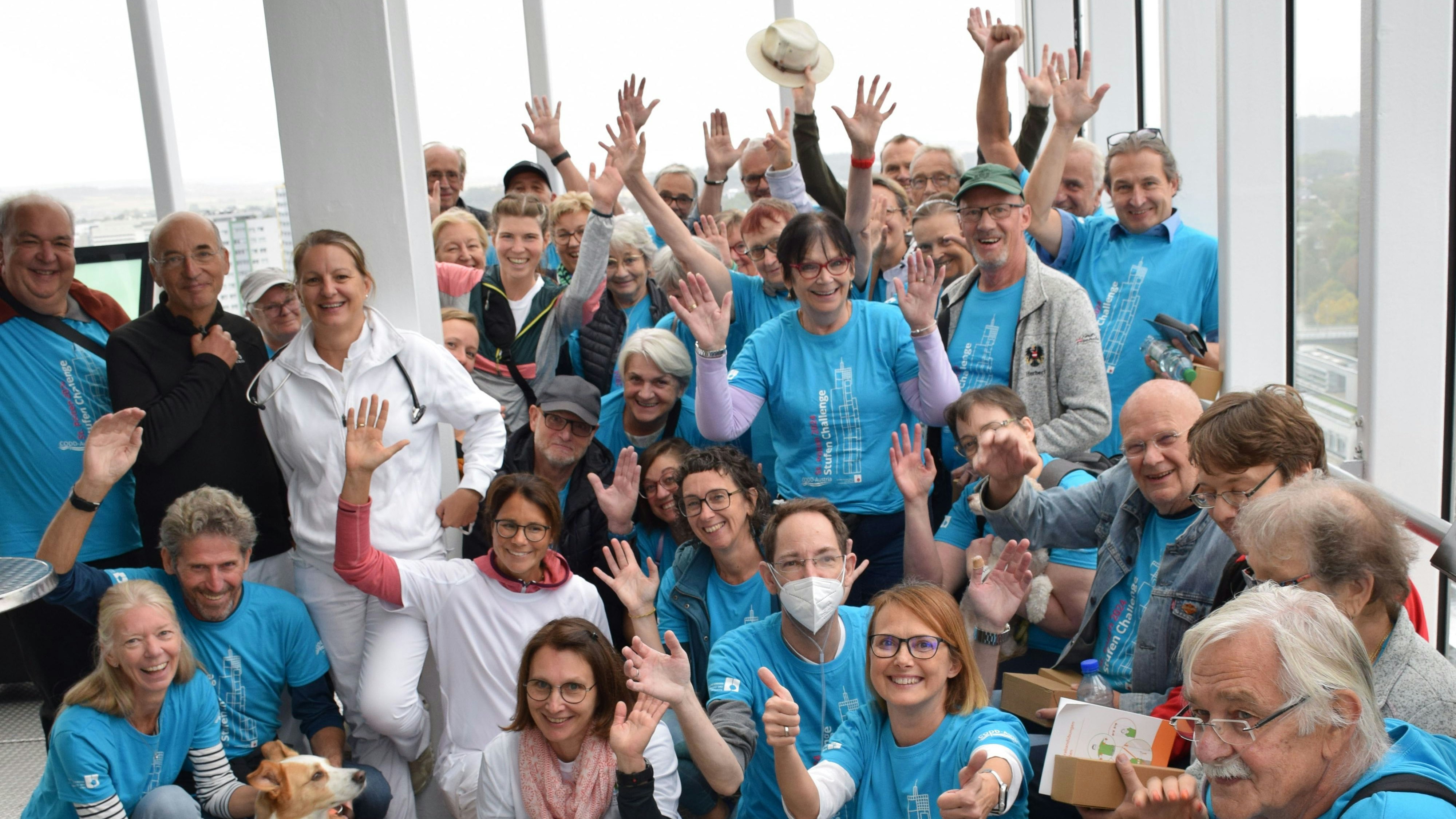 Transplantierte und Betroffene mit Lungenerkrankungen haben ein gemeinsames Ziel: 47 Meter und über 280 Stufen empor steigen.