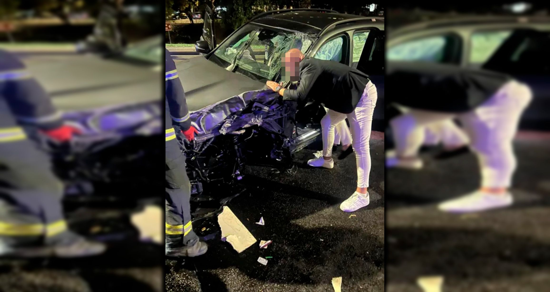 Das Fahrzeug wurde bei dem Crash völlig demoliert.