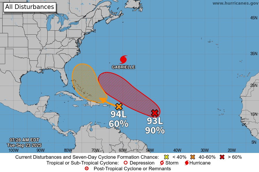 Der Atlantik steuert auf ein Wetterextrem zu: Zwei Wirbelstürme könnten sich zu einem Mega-Hurrikan vereinen.