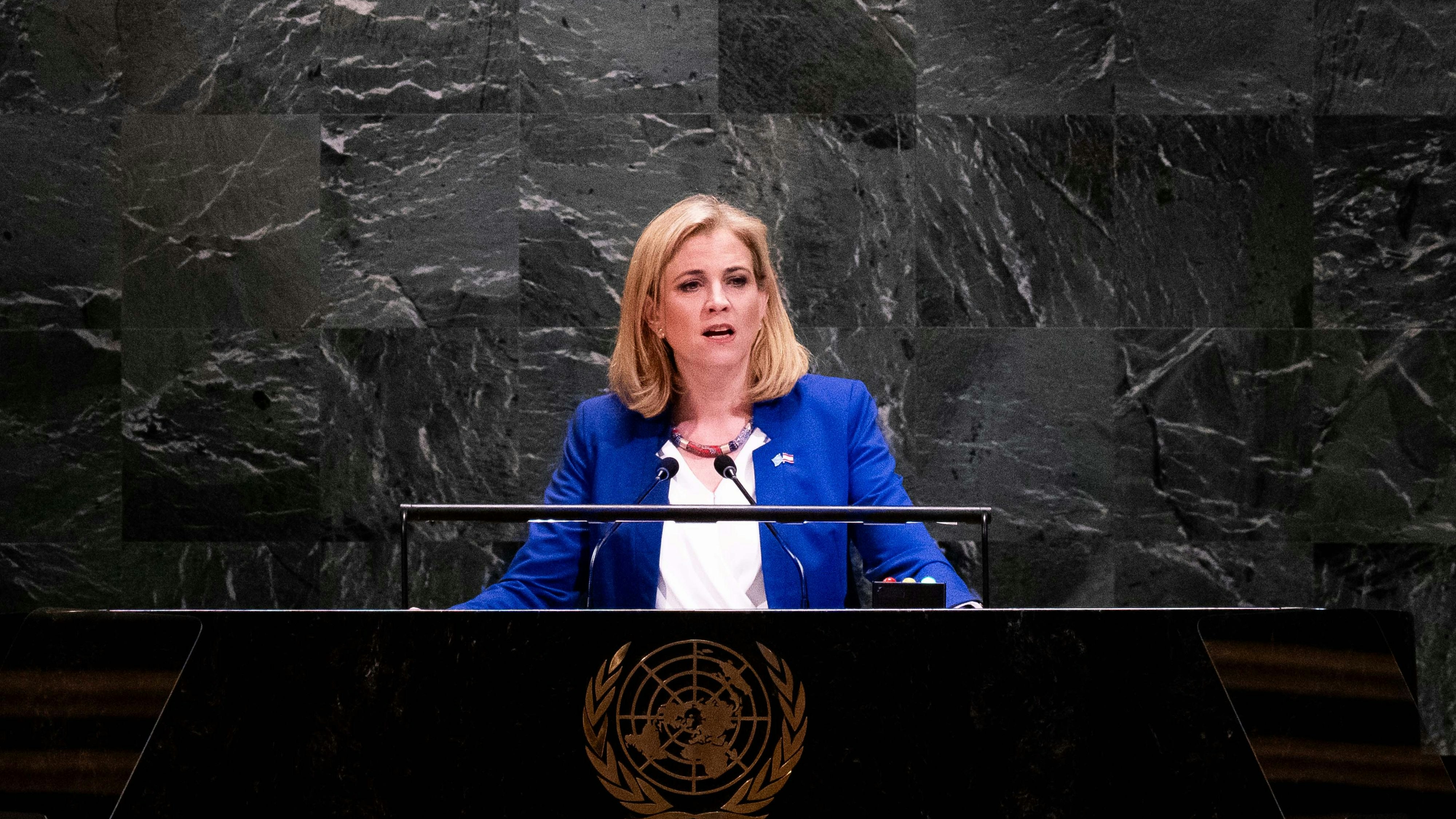 Außenministerin Meinl-Reisinger vor dem UNO-Weltforum in New York