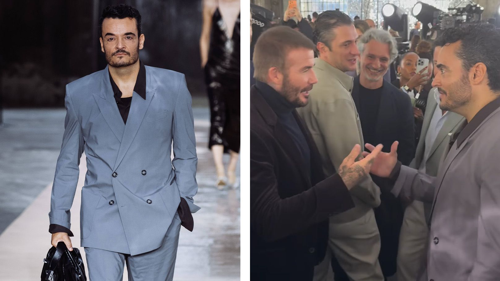 Erst lief Zarrella für Hugo Boss über den Laufsteg, dann plauderte er mit Beckham.