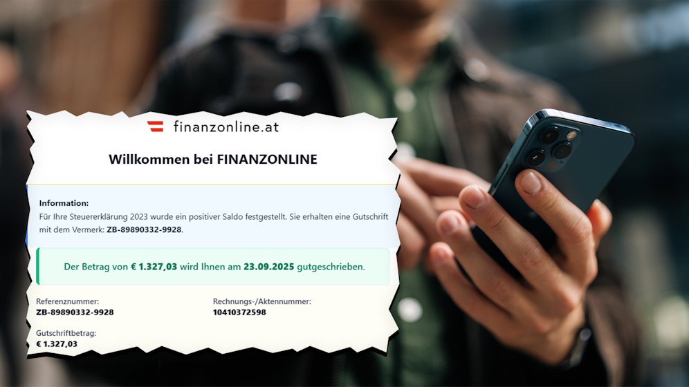 Die vermeintliche Mail von FinanzOnline verspricht eine Rückzahlung.