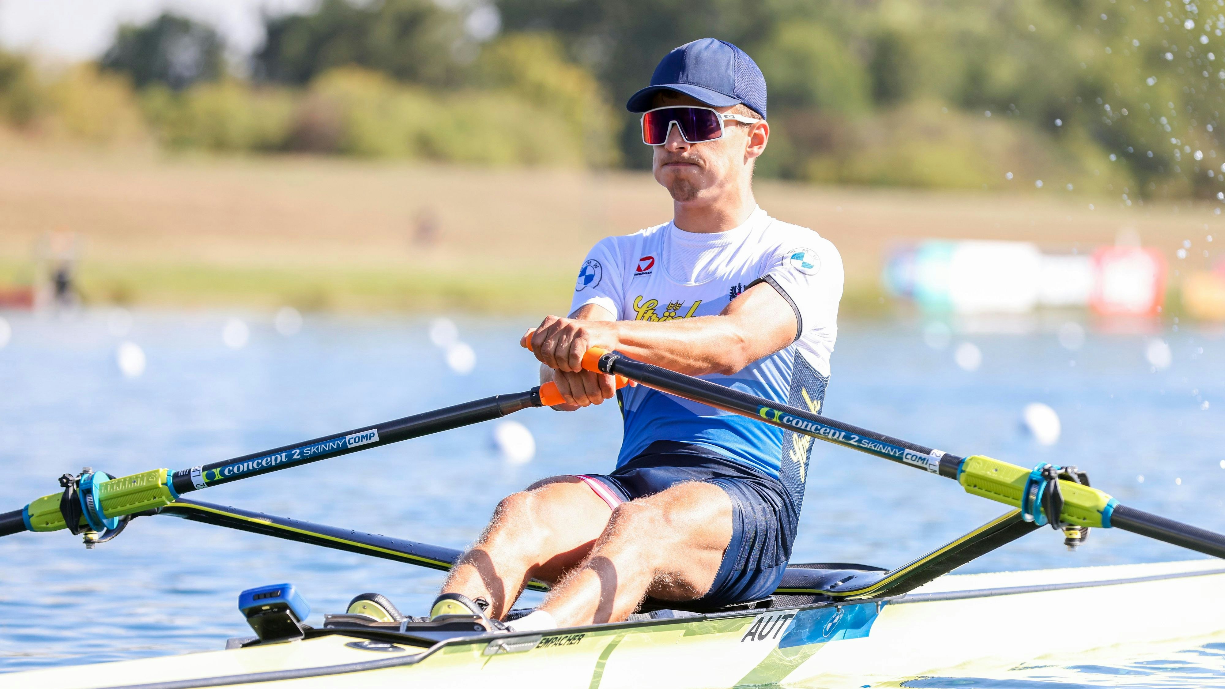 MUNICH,GERMANY,13.AUG.22 - ROWING - European Championships, lightweight single sculls, men. Image shows Julian Schoeberl (AUT). Photo: GEPA pictures/ Patrick Steiner