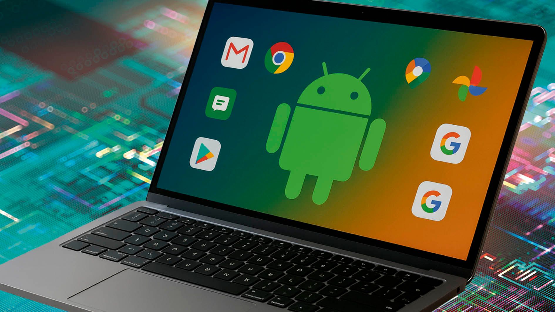 Soll 2026 kommen: Google bringt Android auf den PC – hier als Fotomontage.