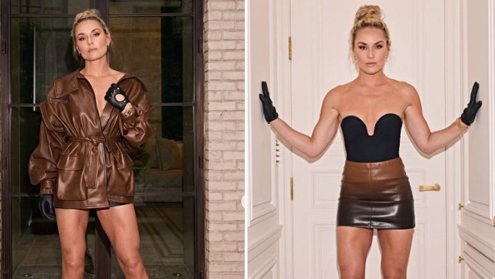 Lindsey Vonn posiert in modischen Outfits.