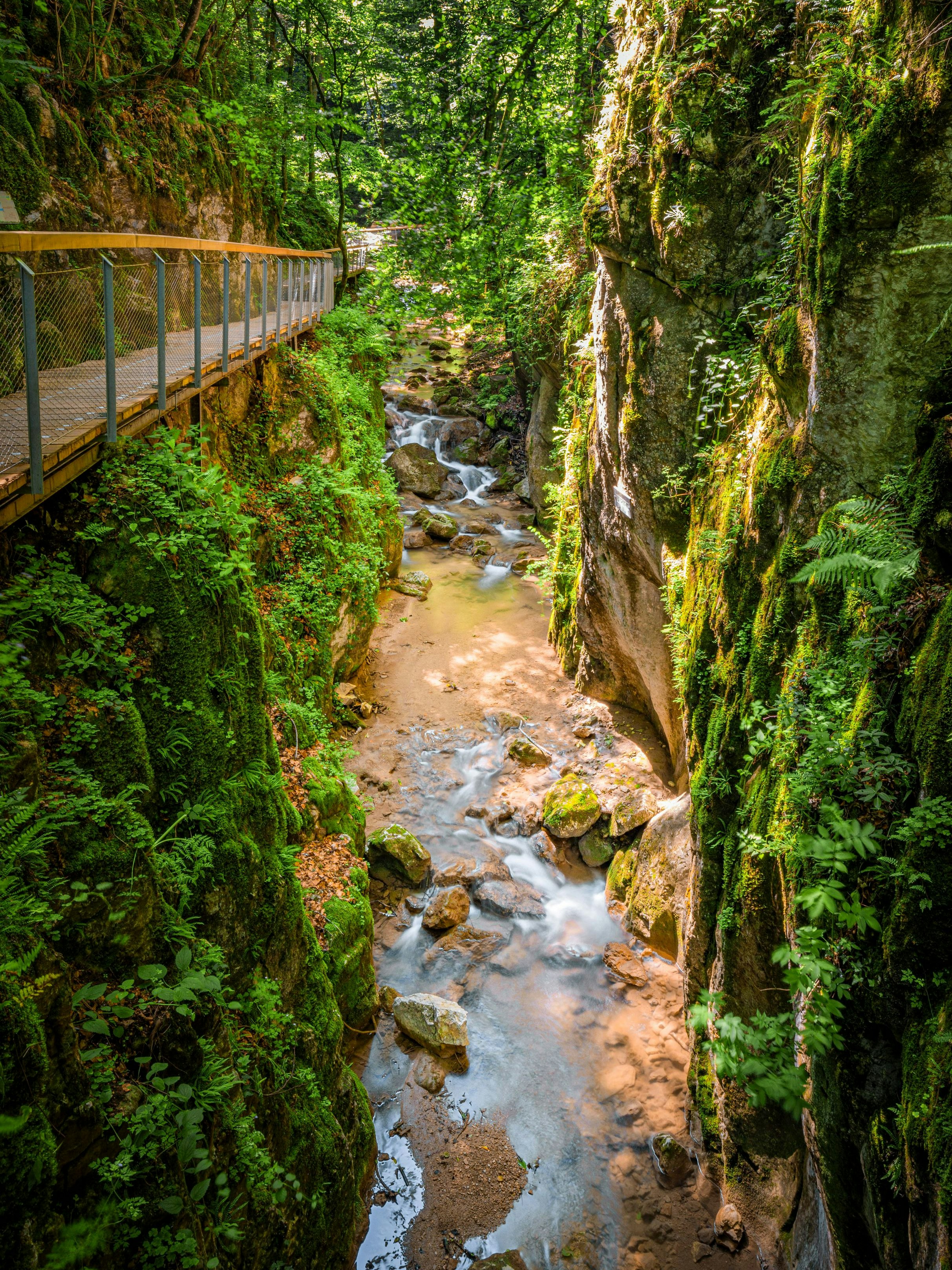 Die Johannesbachklamm beeindruckt mit bis zu 60 Meter hohen Felswänden.