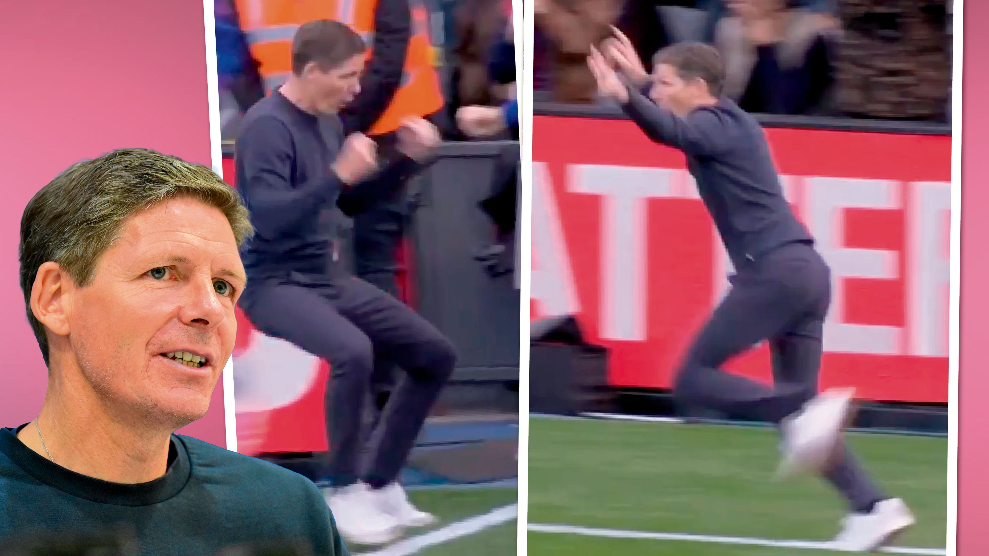 Glasner läuft los nach dem 2:1 und stoppt abrupt.