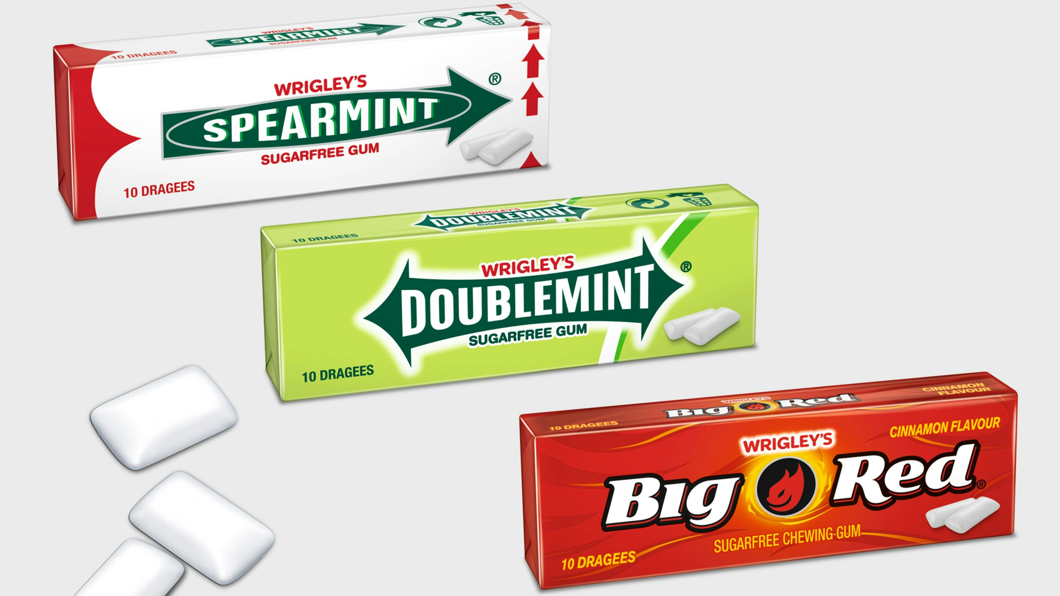 Mitte der 1950er-Jahre kamen Wrigley’s Spearmint und Doublemint auf den Markt. In den 1970ern folgte dann Big Red.