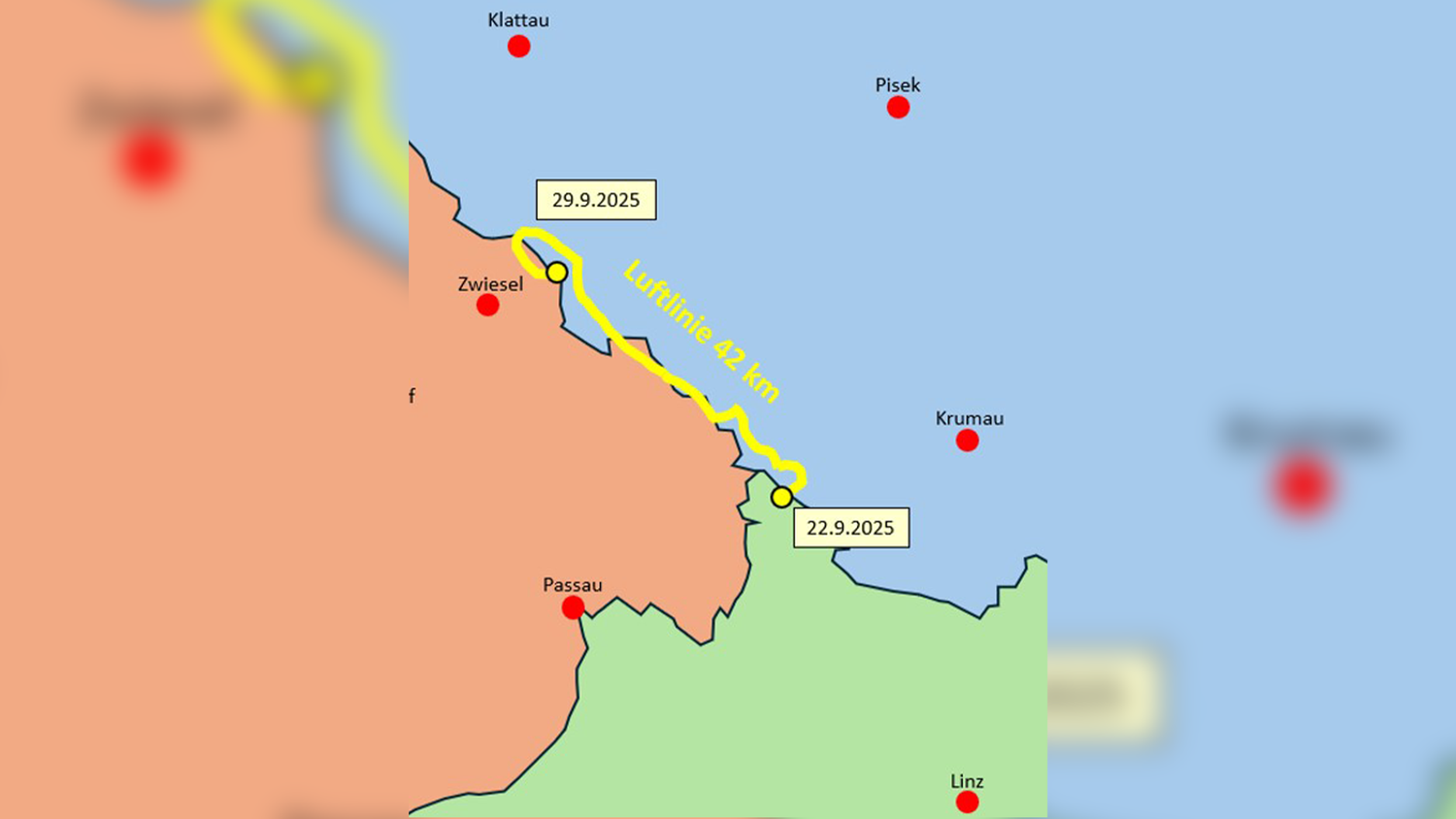 Emils Reise seit der Aussetzung im Böhmerwald zeigt: Österreichs Liebling ist ein Grenzgänger.