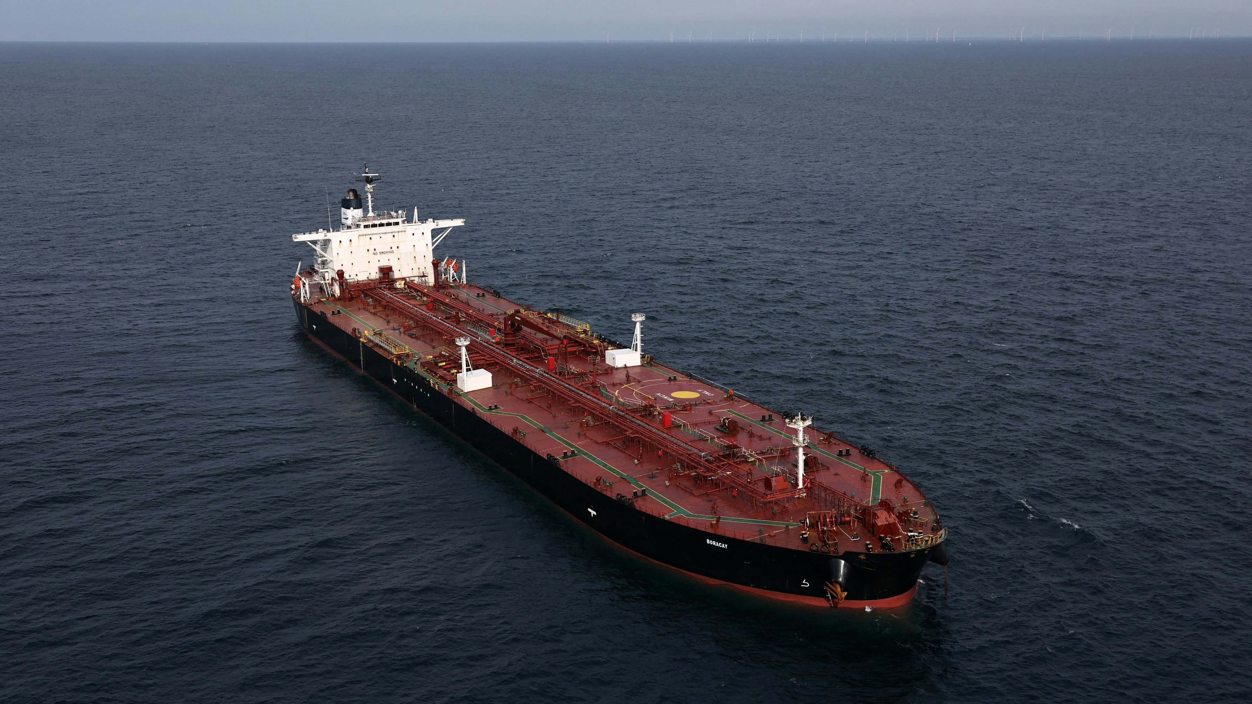 Der Öltanker Boracay (auch Pushpa genannt), der von den französischen Behörden der russischen Schattenflotte zugerechnet wird