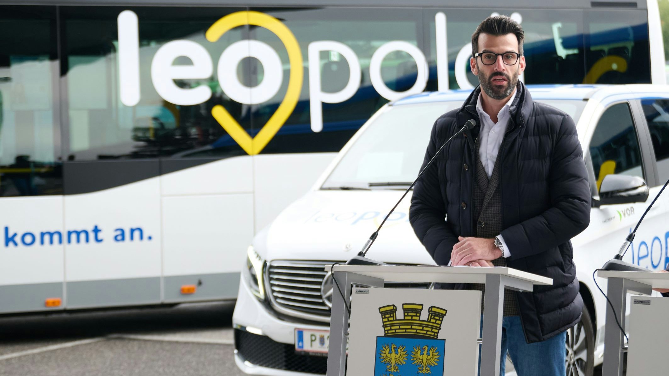 Udo Landbauer bei der Pressekonferenz zur neuen Dachmarke "leopoldi".