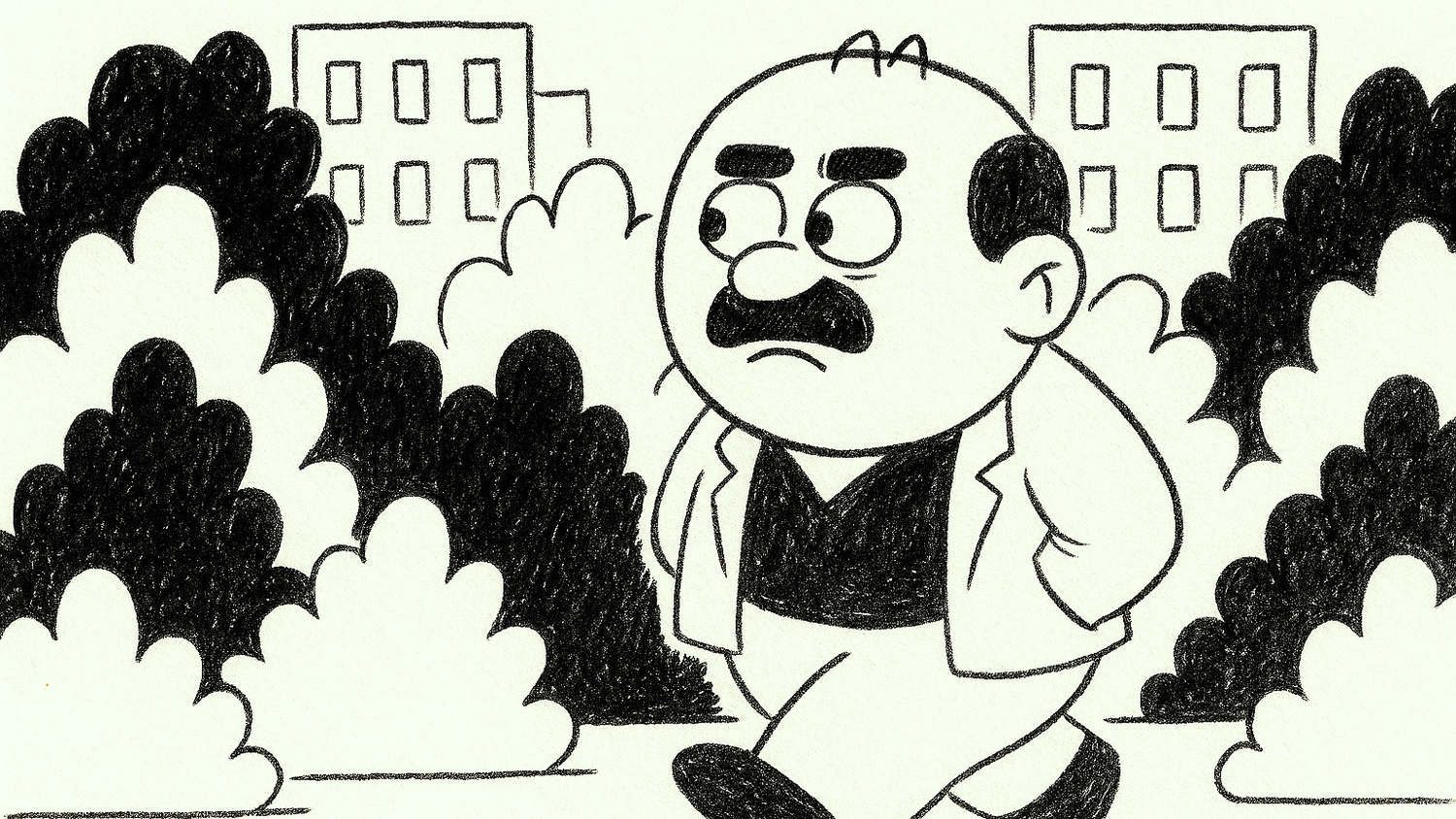 Komischer Kauz: Herlicek spaziert grantig durchs ergrünte Simmering.