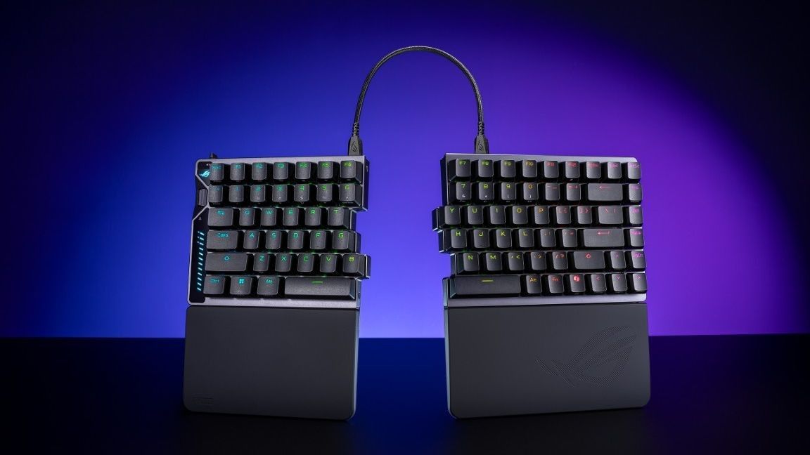 Die ROG Falcata ist eine eSport-orientierte 75-%-Split-Gaming-Tastatur, die sich für verschiedene Setups eignet.