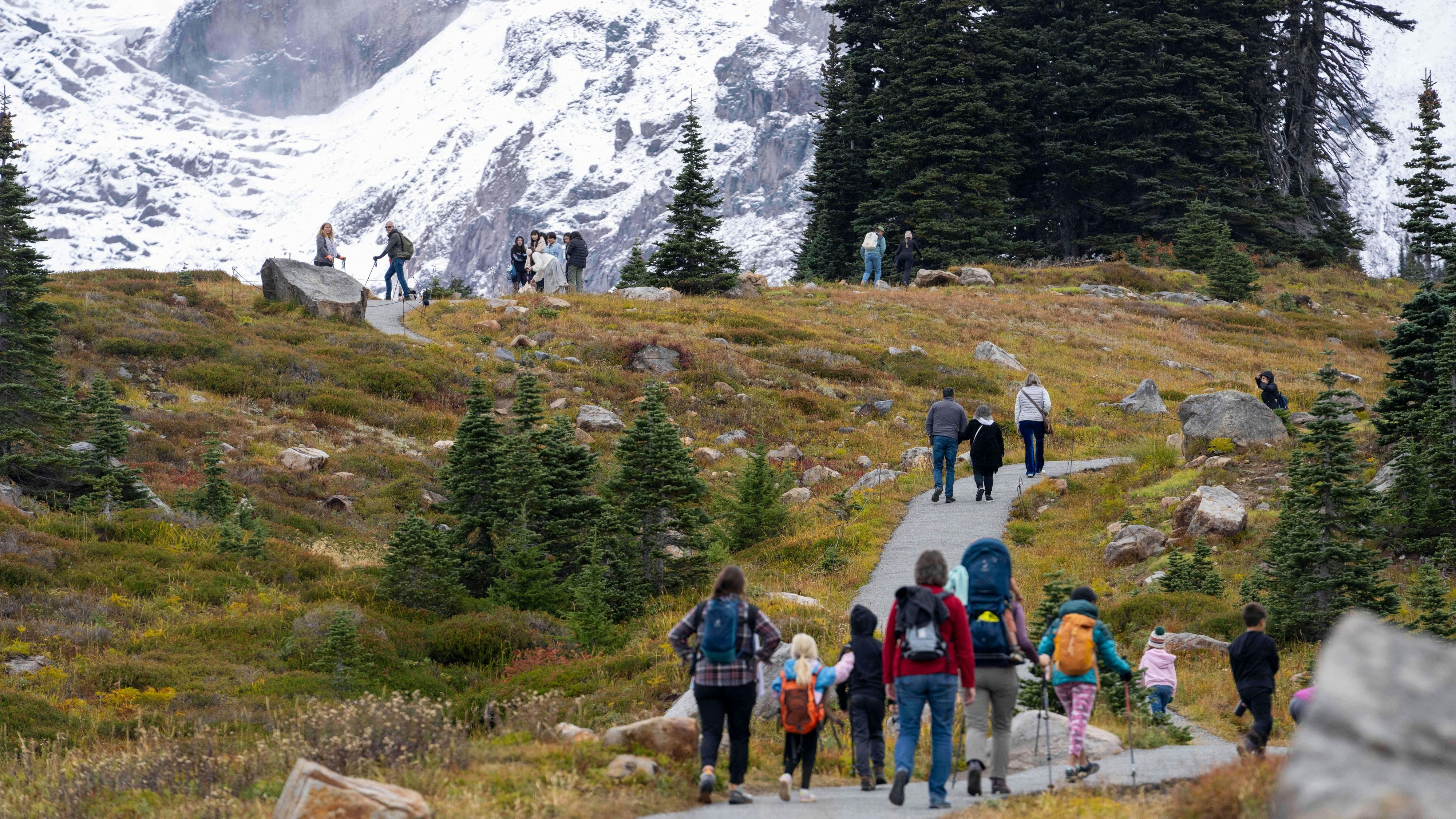 Die Nationalparks, wie hier der Mount Rainier National Park, bleiben geöffnet, aber mit Einschränkungen – so gibt es beispielsweise keine geführten Touren.