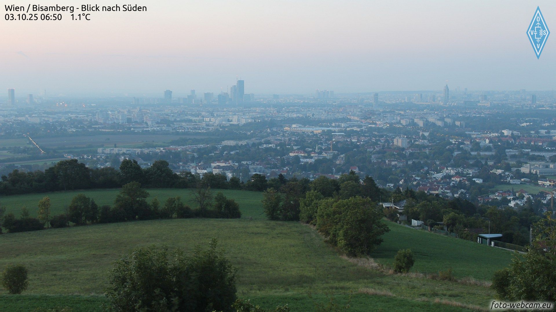 Blick vom Bisamberg auf Wien. In der Nacht hatte es hier 1,1 Grad Celsius.