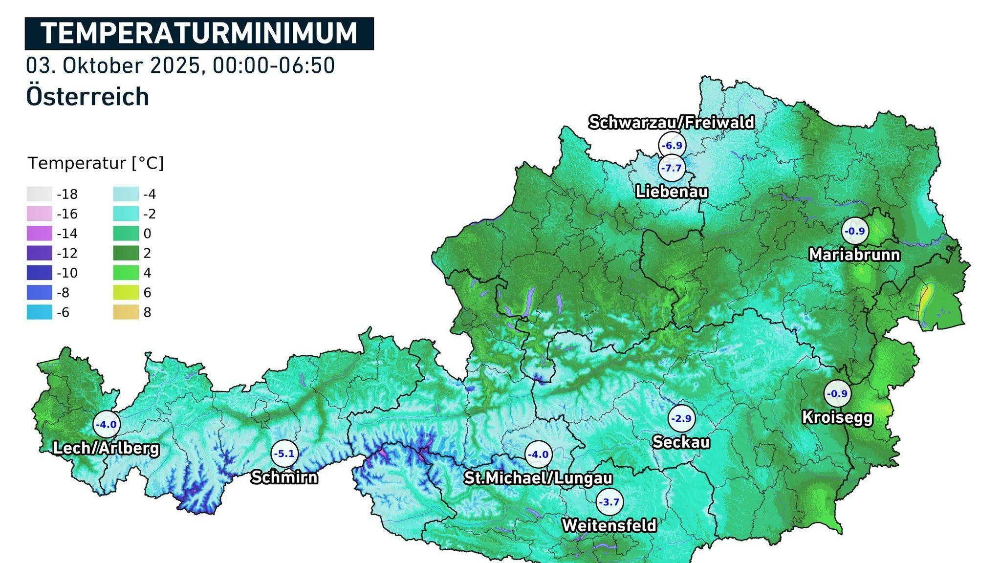 Österreich wurde am Freitag von einer Kältewelle erfasst. 