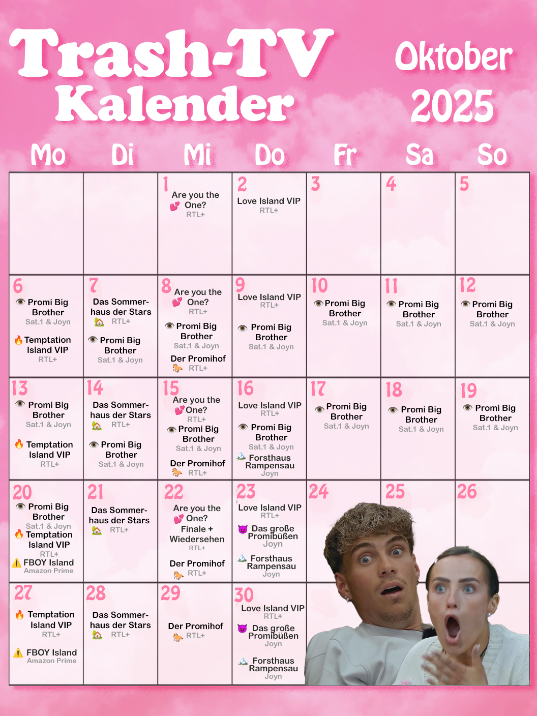 Reality-TV-Highlights im Oktober 2025.