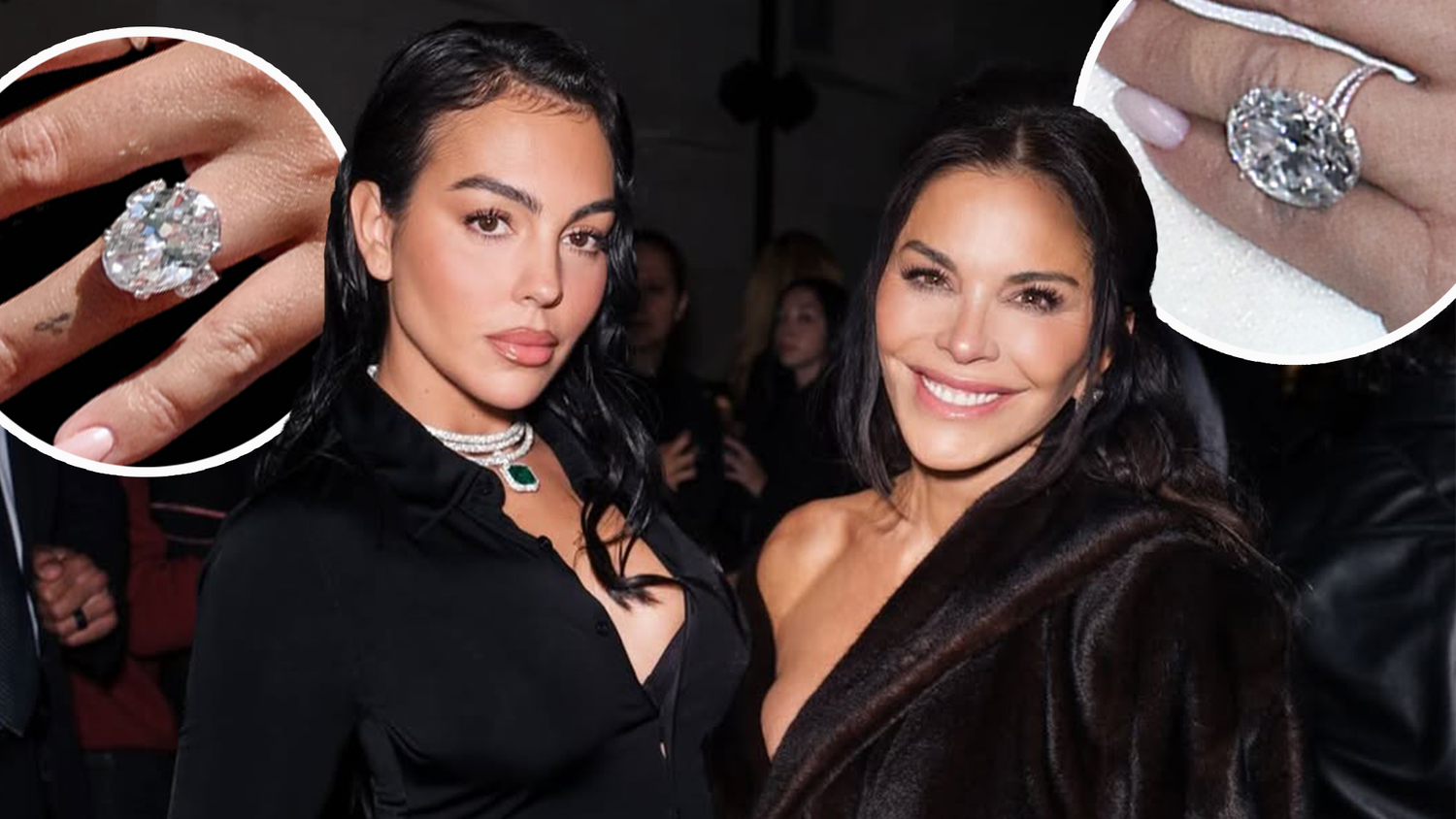 In der Front Row funkelten die Verlobungsringe von Georgina Rodríguez und Lauren Sánchez um die Wette.